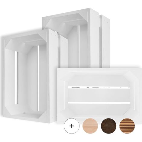 Creative Deco Kleine Holzkiste Weiß 30 x 20 x 15 cm – Geschliffene Obstkiste, Weinkiste, Apfelkiste, Aufbewahrungsbox, Geschenkbox & Deko (1/5)