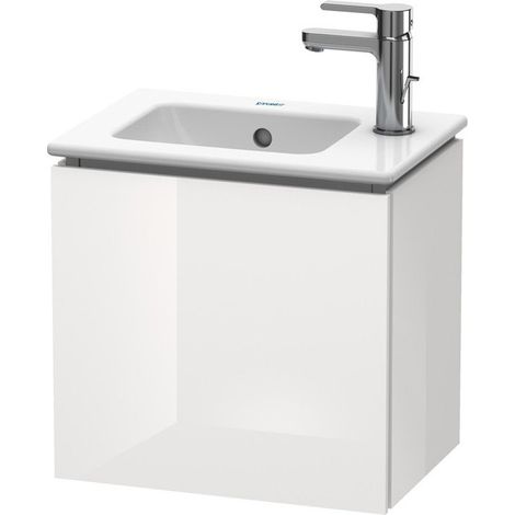 Meuble sous-vasque L-CUBE 294x420x400mm ouverture droite blanc brillant lack