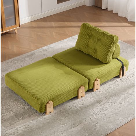 Poltrona letto 90x86x84 cm in tessuto a coste oliva, letto supplementare salvaspazio – MEUBLIV