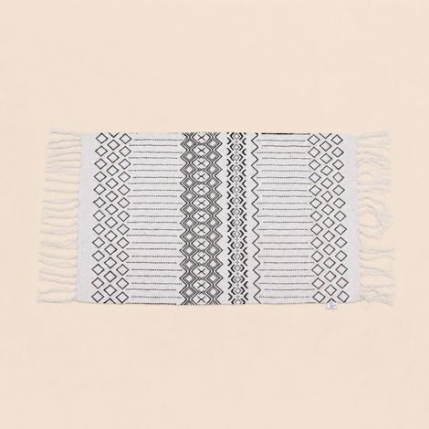Tapis de bain en coton motifs géométriques à franges 50x80cm (1/5)