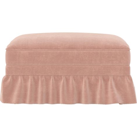 Poggiapiedi imbottito in chenille rosa con balza removibile Windsor MODENUIT (1/5)