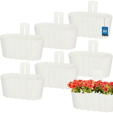 Pot de fleurs mural avec poignée, blanc rustique, 28 cm, lot de 6 (1/5)