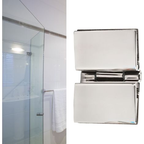 Scharnier für Duschtüren aus Sicherheitsglas – Flaches, doppelseitiges Scharnier aus Edelstahl 304 – 110 x 70 x 30 mm – Geeignet für 8–12 mm starkes Glas – Lieferumfang: 1 Scharnier, 1 Inbusschlüssel  (1/5)