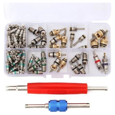100x Valve Core R12/ R134A Voiture Air Climatiseur Vanne Noyau Démonte obus Kit (1/4)