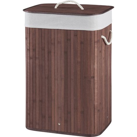 Cesto para la ropa sucia de bambú de 72 litros 60 x 40 x 30 cm gris claro marrón 030008006