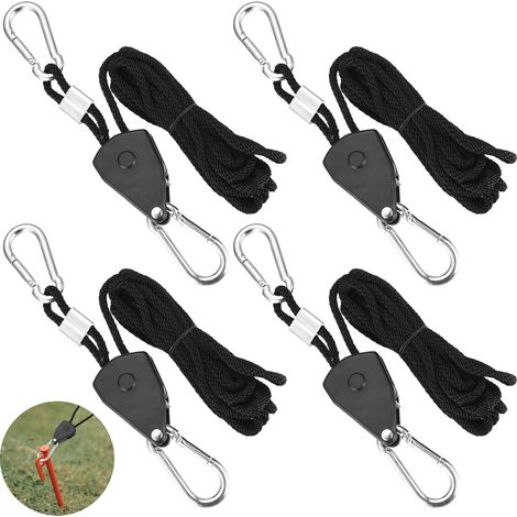 Seile mit Spannern, 2,4 m verstellbarer Haken, Campingseile, verstellbarer Spanner, Seilheber mit Haken, Camping- und Sonnensegelzubehör (1/5)
