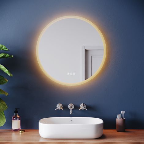 ELEGANT Bathroom LED Mirror Wall Mirror with Bluetooth Anti-Fog and 3 Lighting Modes, Round 600x600mm
