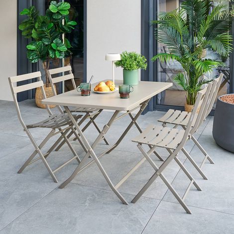 Table de jardin Greensboro 4 places pliable café 110x70cm - Hespéride
