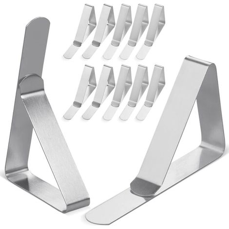 12 clip per tovaglia in acciaio inox, clip triangolare per tovaglia, clip fissa antiscivolo per tovaglia (1/4)