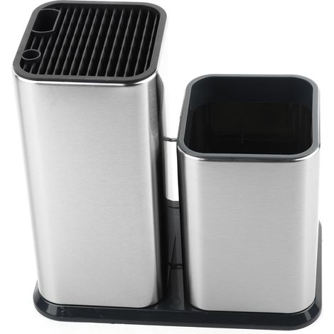 Support 2 en 1 pour couteaux - Rangement de cuisine en acier inoxydable - Porte-couteaux et accessoires (1/5)