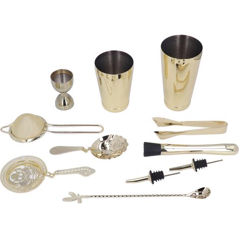 11-teiliges Cocktailshaker-Set aus Edelstahl, Getränkemixer-Set, Bar-Cocktail-Mixwerkzeug für den Haushalt, Gold (1/5)
