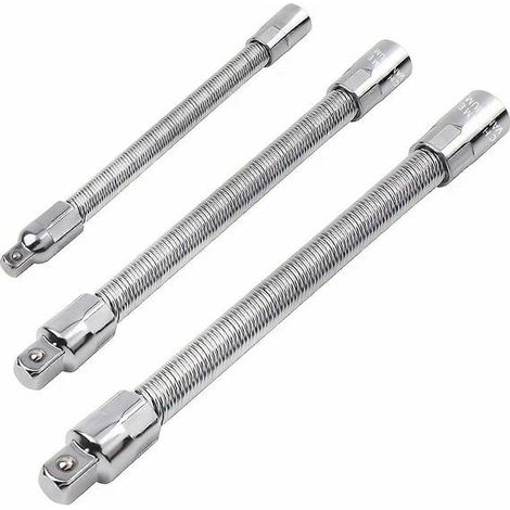Ensemble de rallonges flexibles, rallonges de perceuse à entraînement par arbre de 1/4", 3/8" et 1/2", pour espaces restreints, outil professionnel de réparation automobile, 3 pièces (1/5)