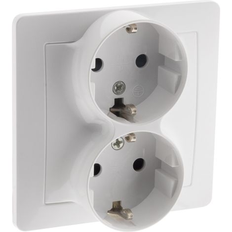 Double prise encastrée Schuko - Blanc - Orys - Zenitech (1/5)