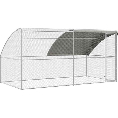 Maison Exclusive - Cage à poules 2 pcs Argenté 400 x 200 x 200 cm Acier et PE (1/5)