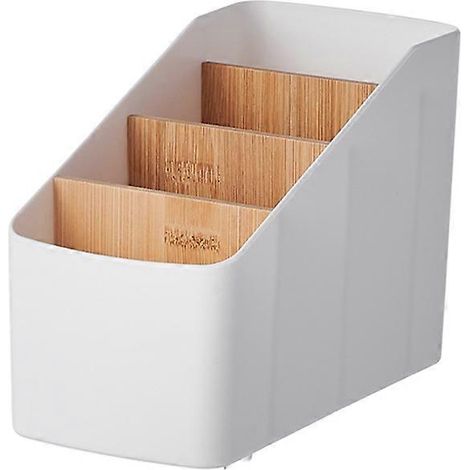 Organisateur de télécommandes à 4 compartiments, supports multimédias, boîte de rangement multifonctionnelle murale avec porte en bois pour télécommande TV, épingle à maquillage (1/5)