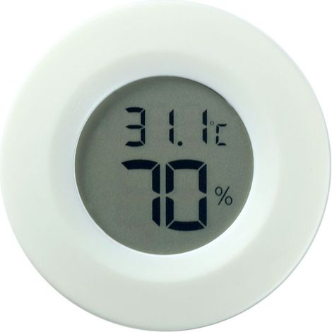 Thermomètre-hygromètre électronique rond pour reptiles, avec écran LCD numérique, affichage de la température et de l'humidité - Blanc