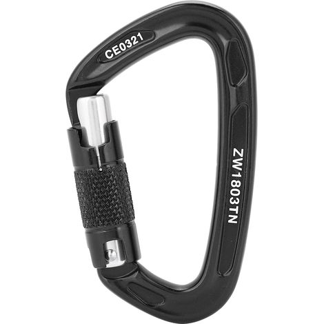 Mousqueton de sécurité 25KN pour escalade et sauvetage, boucle en D (Noir) (1/5)