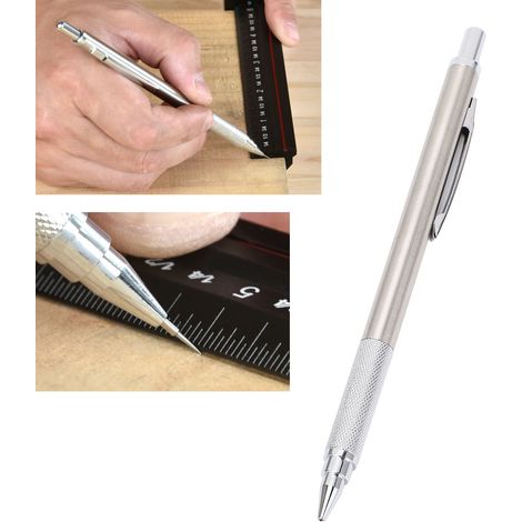 Druckmarkierstift aus Stahl, Markierstift aus Stahl, Markierstift für Keramikfliesen und Stahlplatten, extra harte Spitze mit austauschbarer Nadelspitze. (1/5)