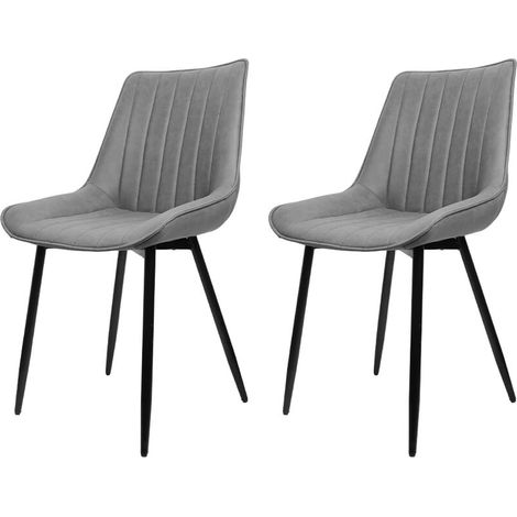 2PC Chaise de Salle à Manger Toile technique et jambe de fer rayures verticales(gris clair)charge 120 kg, pour salon, chambre (1/5)