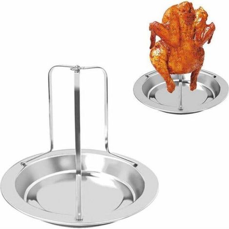 Gril à poulet vertical - - Acier inoxydable - Antiadhésif - Support pliant - Compatible four et barbecue (1/4)