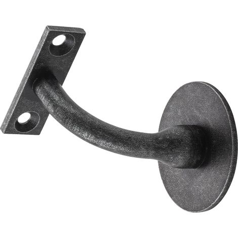 Handlaufträger rund mit Stockschraube, Wandabstand 78 mm, schwarz passiviert