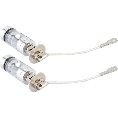 Lot de 2 ampoules LED H3 6000K bleues 100W pour phares antibrouillard et feux de route.