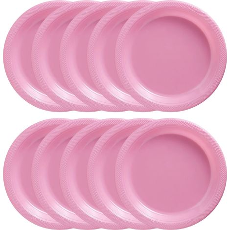 Rosa Kunststoffteller, 25 cm - JINFGERNE - 20er-Pack, leicht und praktisch für den täglichen Gebrauch und Partys (1/5)
