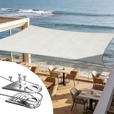 Voile d'ombrage carré Gris 3,6 x 3,6 m – Auvent UPF50 – Coins et Bords renforcés – Tissu 260 g/m² très résistant (Dimensions personnalisées) (1/5)