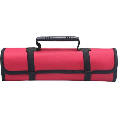 23 Pocket Tool Bag Roll Up，Heavy Duty Tool Roll Bag with Zipper Pouch, Portable Wrench Roll Pouches & Tool Pockets, Fold-able Tool Bags, Tool Organizer Storage Bag（Red) (1/5)