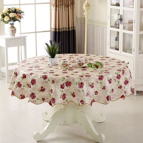 Mantel impermeable, mantel redondo de hule, decoración para mesa de comedor, para cocina, comedor, 180 cm de diámetro (1/2)