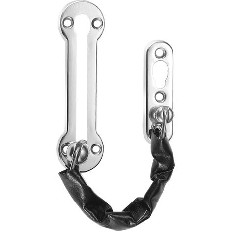 Un ensemble de chaîne de porte en acier inoxydable épais et durable - verrou de sécurité pour porte, grande chaîne de sécurité argentée brossée, adaptée aux portes en bois/métal. (1/4)