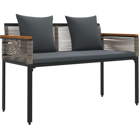 Outdoor Bench Grey and Dark Grey 117 x 54 x 74.5 cm Poly Rattan vidaXL
