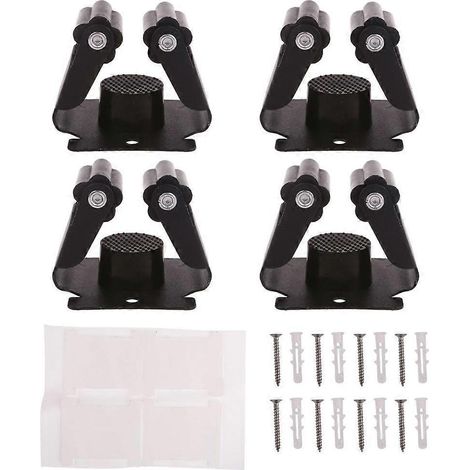 Ensemble de 4 supports de rangement pour outils de jardin, robustes et utilitaires, avec vis pour balais et autres accessoires. (1/4)