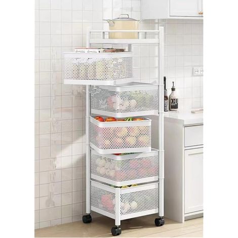 Étagère de cuisine rotative multifonctionnelle à plusieurs niveaux, chariot à provisions pour la maison, panier de rangement pour fruits et légumes