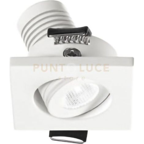GFA890C- FARETTO DA INCASSO REGOLABILE QUADRATO BIANCO LED 3000K 170LM 3W 4X4CM ALLUMINIO