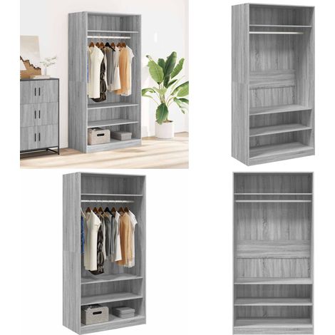 Garde-robe sonoma gris 100x50x200 cm bois d'ingénierie - Meuble De Rangement - Armoire - Placard - Dressing - Meuble Chambre - Home & Living (1/5)