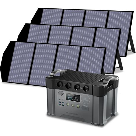 ALLPOWERS S2000 PRO Station électrique portable 1451Wh avec 3 x panneaux solaire pliables de 140W, 4 Sorties CA 2400W (4000W Pic), générateur solaire avec contrôleur MPPT, pour camping-car, balcon, RV (1/5)