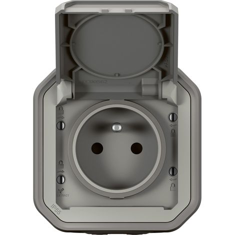 Legrand - Prise de courant avec volet Plexo complet saillie - gris