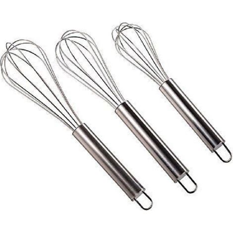 TrAdE Shop Traesio - Set 3 Fruste Da Cucina In Acciaio 20-25-30 Cm Frustino Frullatore Sbattitore -