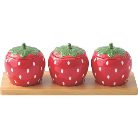 SET APERITIVO 3 CUENCOS JARDIN DE FRESAS + CAJA REGALO
