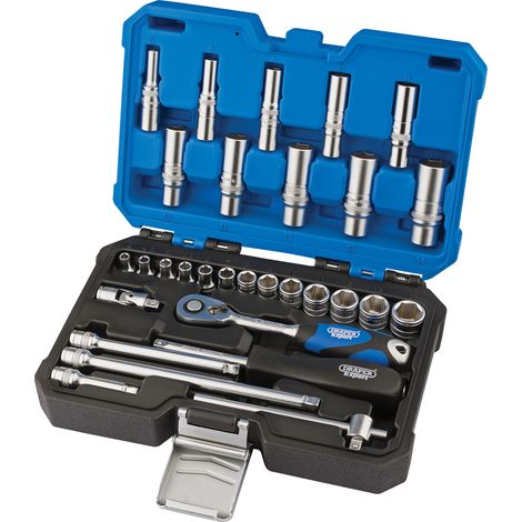 Draper 1/4" Drive Metric Socket Set – 30 Pieces Including Deep and Standard Length Hexagon Sockets (Model 16444) (1/5)