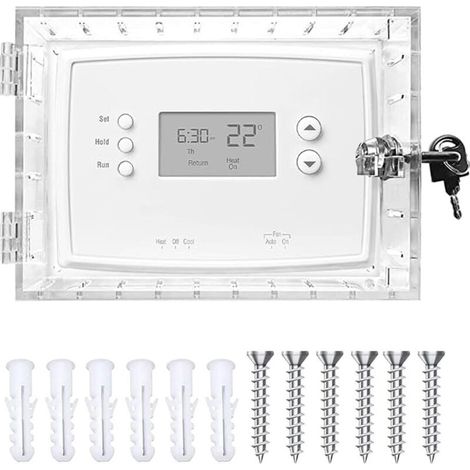 Stück universelle Thermostat-Abschließbox mit Schloss und 2 Schlüsseln, transparente Acryl-Schutzabdeckung für Wandthermostate, tragbare Wandthermostatbox 20 x 14 x 5 cm oder kleiner für Zuhause (1/4)