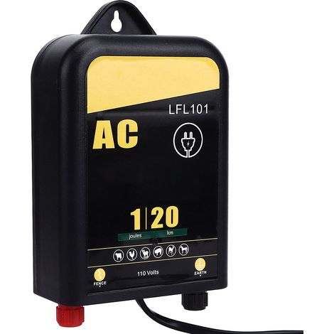 Chargeur de clôture électrique 20 km, 1 joule, système de clôture électrique, excitateur de clôture électrique pour empêcher les intrusions d'animaux sauvages, prise américaine 110 V (1/5)