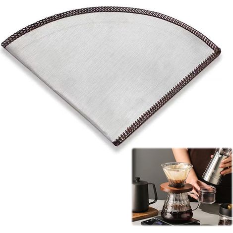 Filtre à café réutilisable en acier inoxydable - idéal pour le camping - pliable et permanent - passoire à café pour cafetière avec accessoire (1/5)
