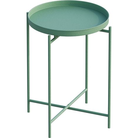 Tavolino con vassoio rotondo con bordo in metallo H56 cm - PARKER