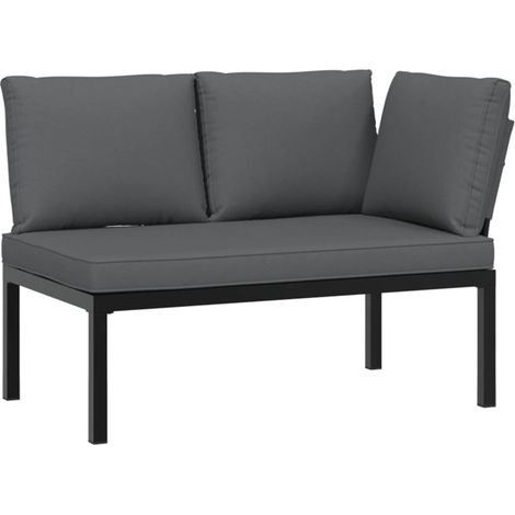 Gartenbank mit Kissen Schwarz Aluminium vidaXL