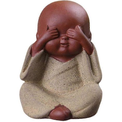 Petite figurine mignonne miniature « Ne rien entendre, ne rien voir », statue à poser sur un bureau ou une voiture-Option 4