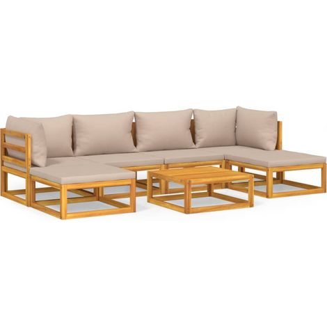 Maison Exclusive - 7-tlg. Garten-Lounge-Set mit Taupe Kissen Mass (1/5)