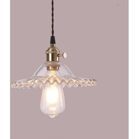 E27 Industrielle Vintage Verre Suspensions Luminaire Retro Plafonnier Luminaire Verre Retro Suspensions Luminaires Industrielle Eclairage de Plafond Suspensions Plafonniers Luminaire(Verre transparent (1/5)