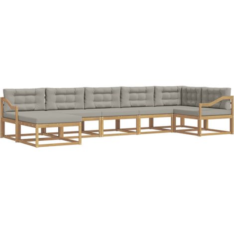 Set di divani da esterno 7 pz Bianco e Grigio Chiaro vidaXL (1/5)